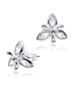 CZ Leaves Shaped Silver Stud Earring STS-3278